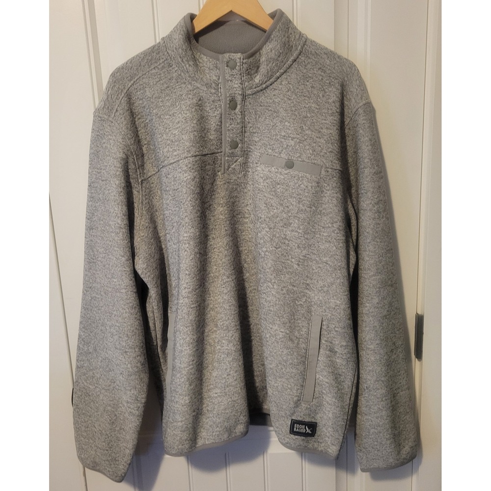 Eddie Bauer Gray Fleece Mock Neck Pullover Sweater XL NWT